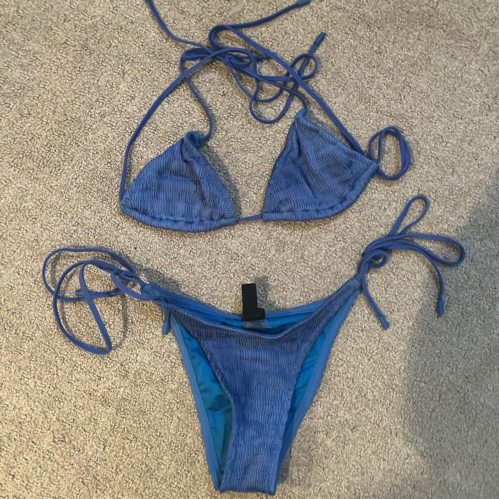 Navy blue crochet triangl bikini